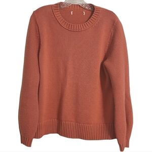 Unbranded | Women's Salmon Pink Cableknit Crewneck Sweater (Size Large)